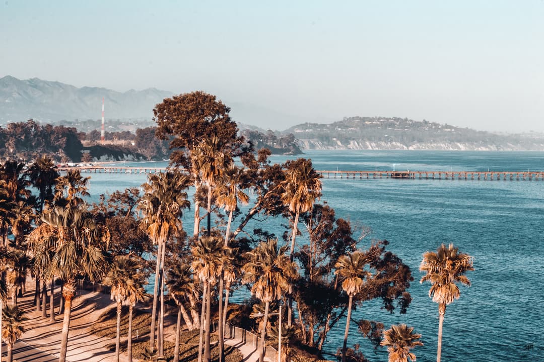 Golden hour over Santa Barbara beach